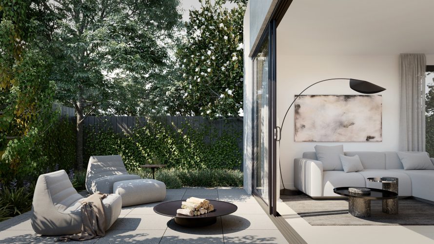 balwyn-townhouses-ckairouz-architects-outdoor-terrace-yard-livingroom
